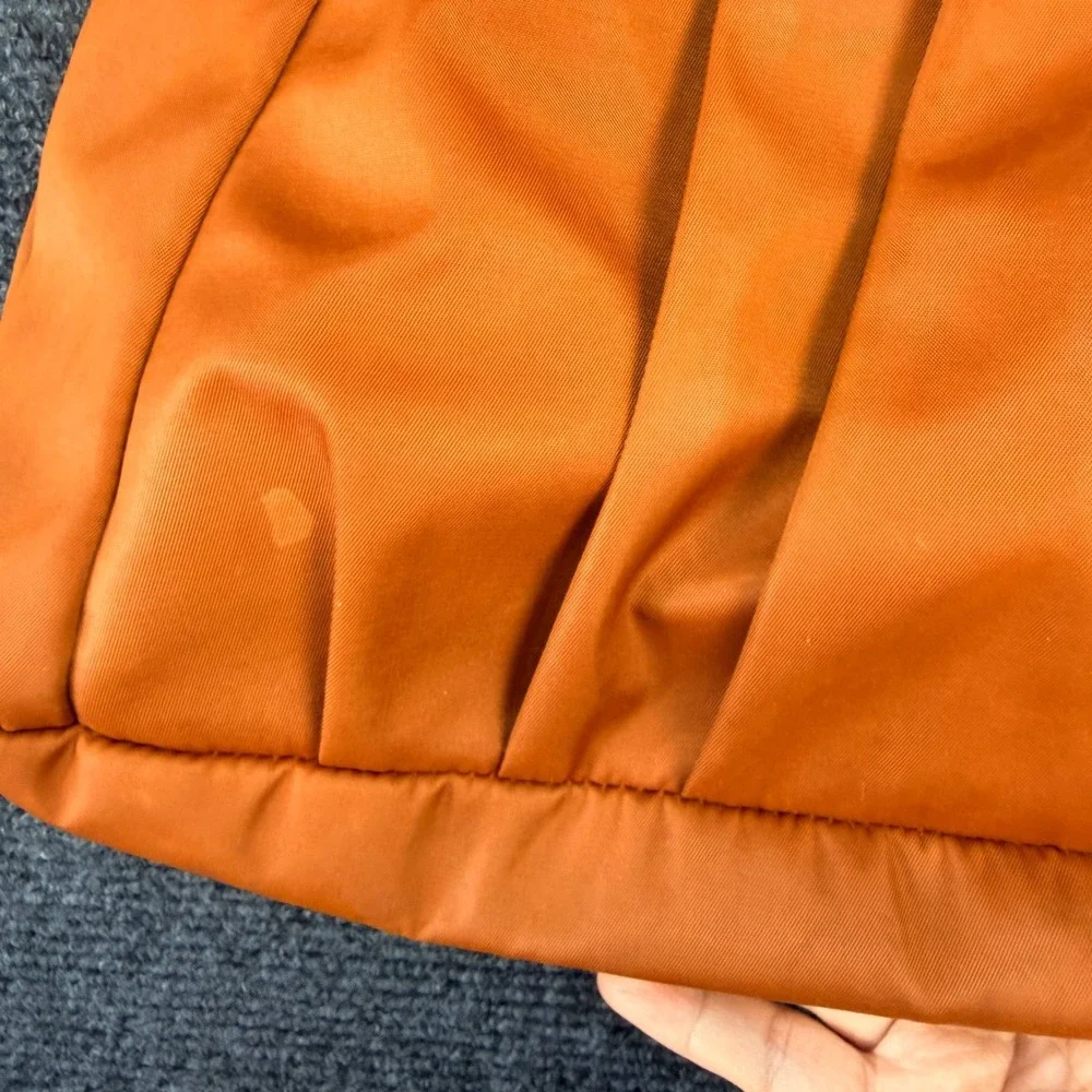 Baggallini Y2K Burnt Orange Nylon Hobo Bag Brown Leather Trim Pleated ManyPocket